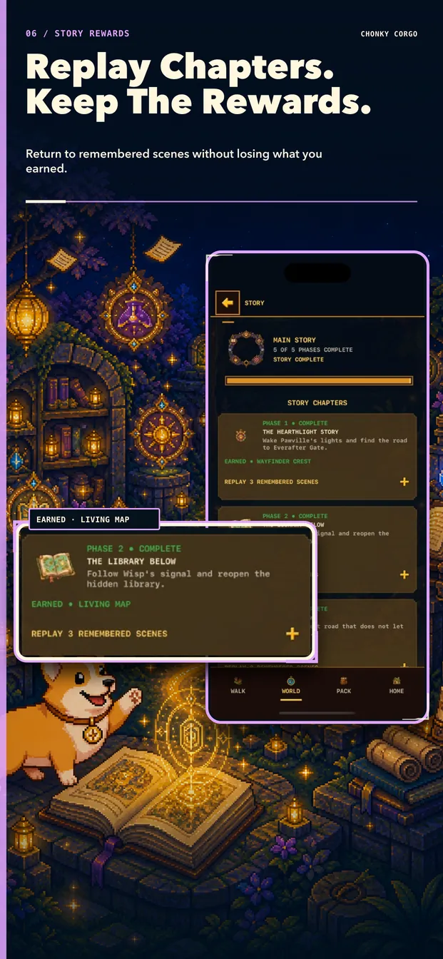 Replay Chapters. Keep The Rewards.: return to remembered scenes without losing what you earned
